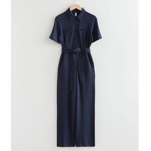 & Other Stories Belted Short-Sleeve Jumpsuit